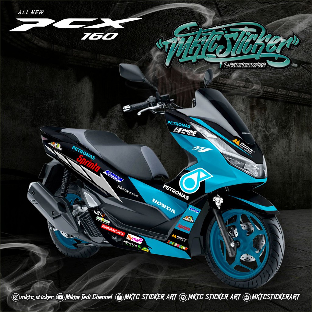 DECAL STICKER PCX 160 LIVERY MOTOGP SEPANG RACING TEAM ROSSI PETRONAS