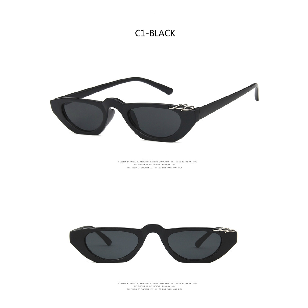 European and American retro rectangular narrow frame mirror ring Korean hip-hop small frame sunglasses