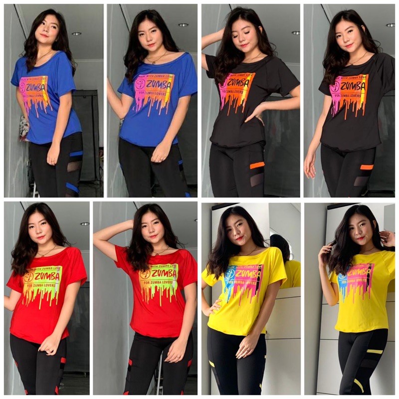 Atasan Sabrina senam aerobik zumba yoga gym fitness model Zumba lover