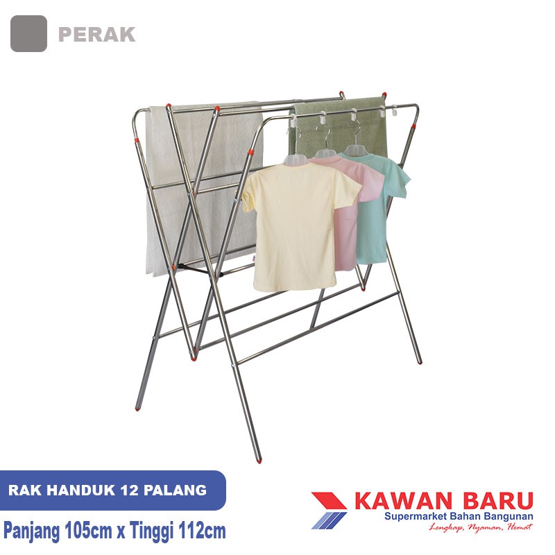 PROMO MENARIK Jemuran Pakaian Rak Handuk Stainless 12 Palang 1 Meter Super Murah  - RH12