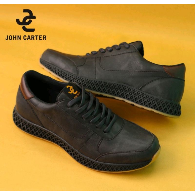 SEPATU SNEAKERS KULIT CASUAL ROVER BLACK ORIGINAL JOHN CARTER HANDMADE