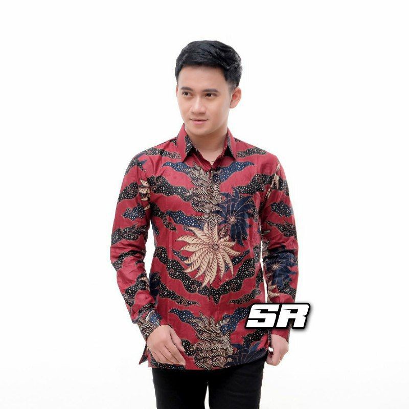 Baju Batik Pria Slimfit Big Size M L XL XXL Atasan Kemeja Batik Lengan Panjang Original