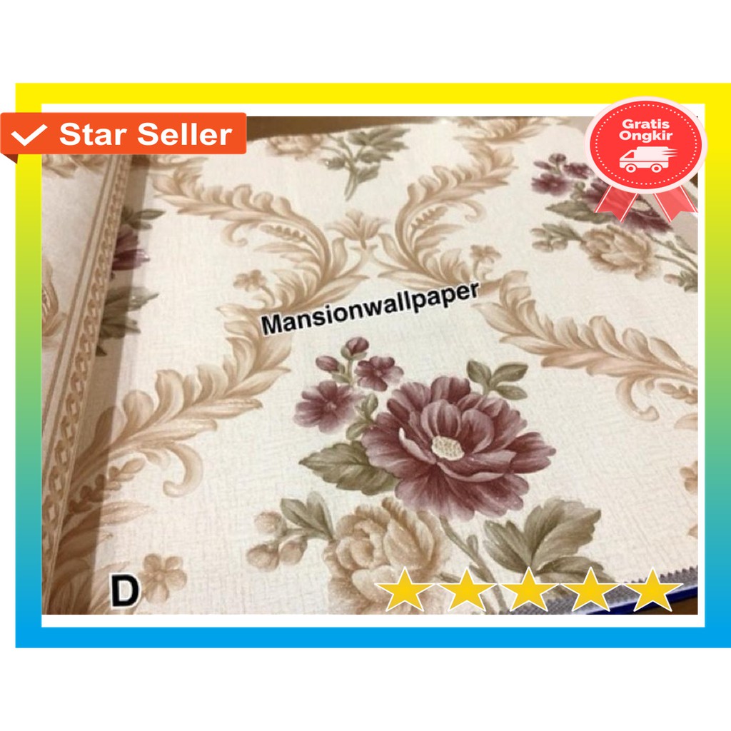 Jual Wallpaper Dinding Bunga Gold Emas Ornamen Klasik Mewah Murah
