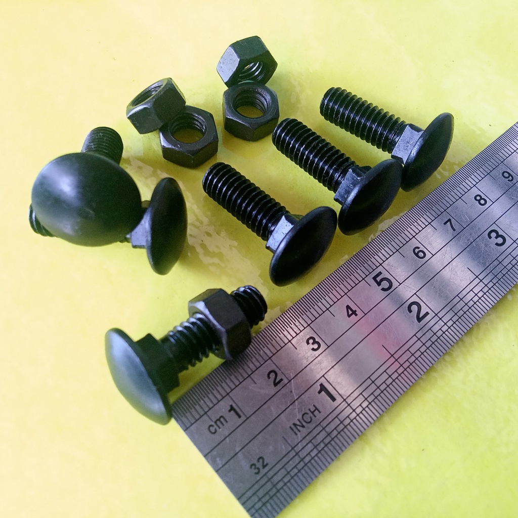 BAUT MUR CB 5/16 x 1" INCHI / BAUT M8 PANJANG 2.5CM / BAUT 13 KUNCI 13 HITAM BAUT PAYUNG BUMPER CARR