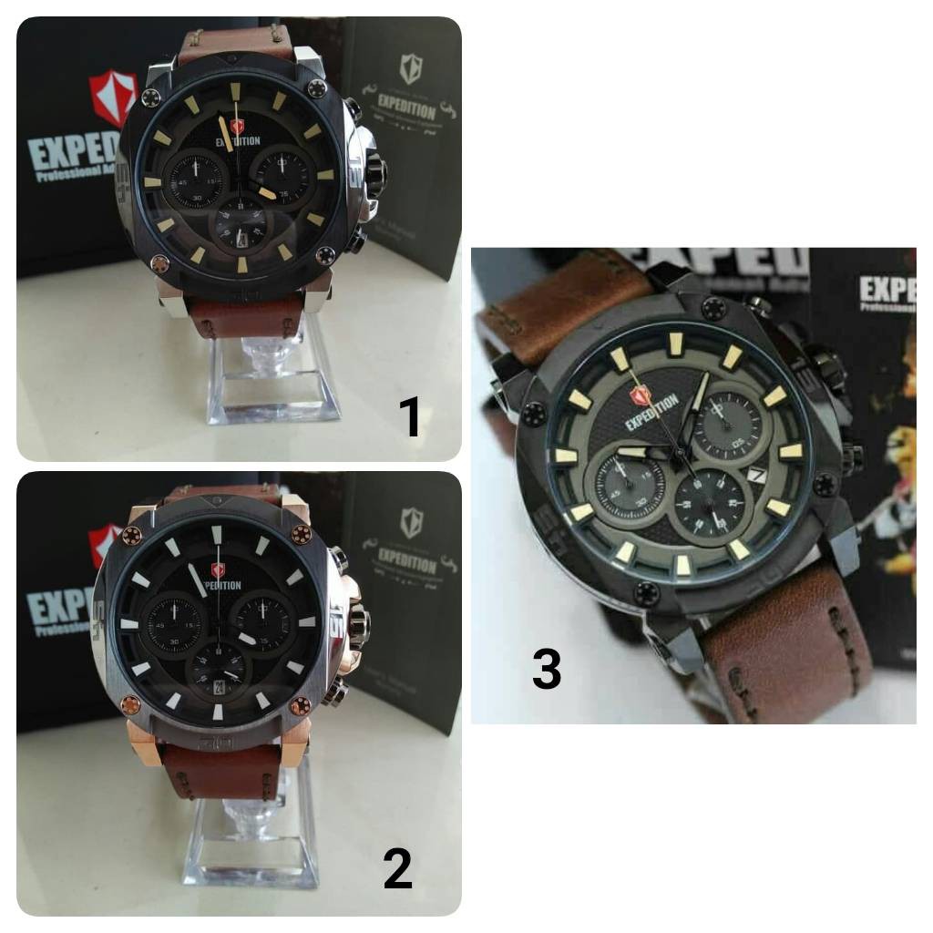 JAM TANGAN EXPEDITION WATCH 6606 ANALOG PRIA LEATHER ORIGINAL
