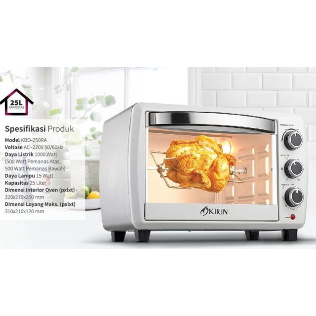 Oven Listrik Stainless Steel Kapasitas 25L Dengan Timer Otomatis