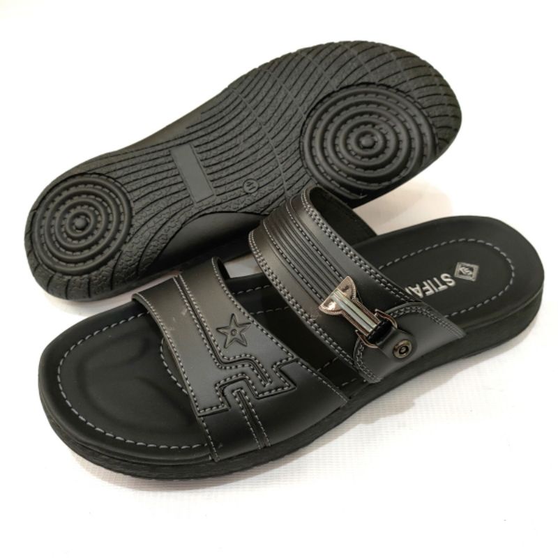 Sandal pria terbaru STIFANO KC 01, 02, 03 kulit sintetis + acesories premium