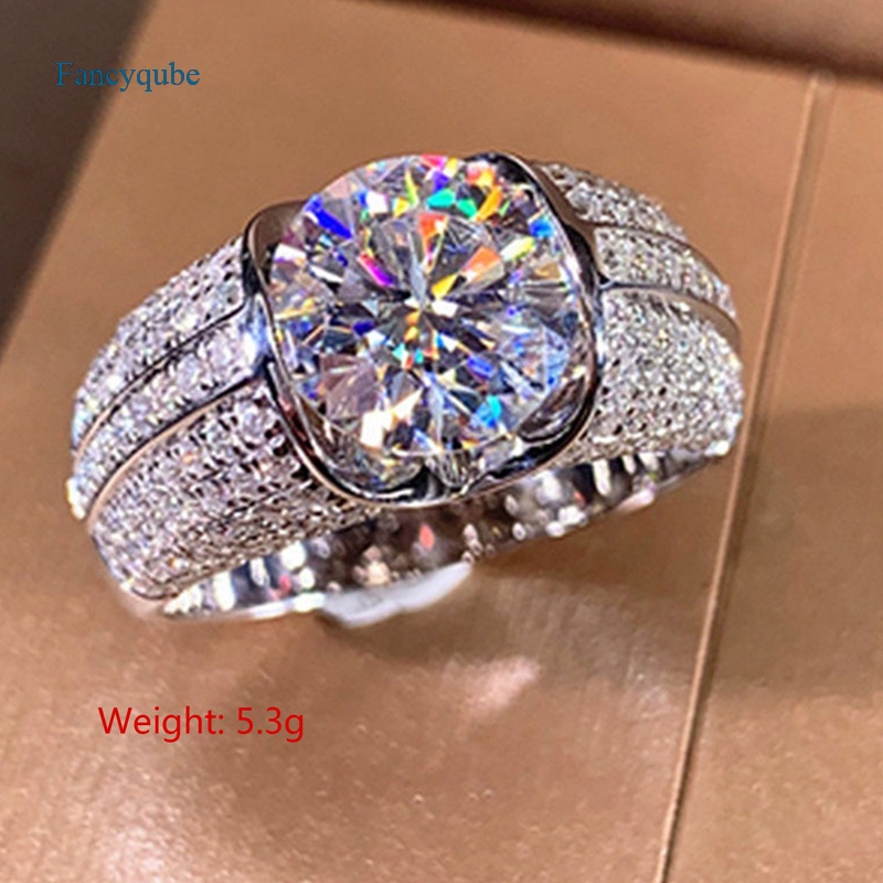 Fancyqube Cincin Zircon Desain Delapan Panah Hati Untuk Pria Dan Wanita