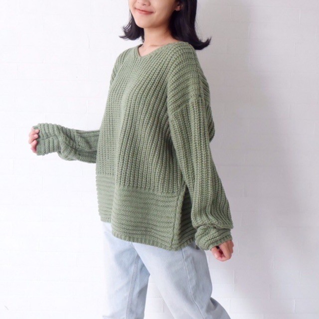 Vintage House Kayra Oversized Sweater ((Sweater Rajut Wanita Korea / Korean Sweater)-7
