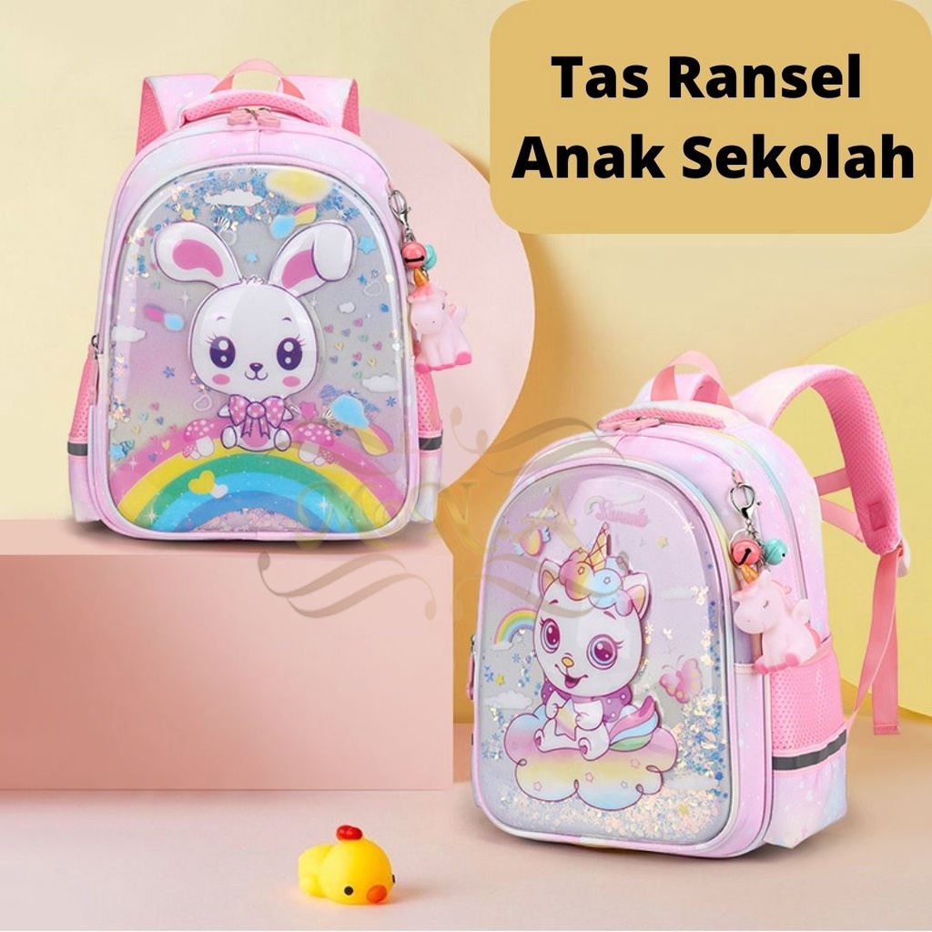 [MONA] Tas Sekolah Ransel TK/SD Karakter Lucu Imut Motif TImbul Kualitas Premium -M0193