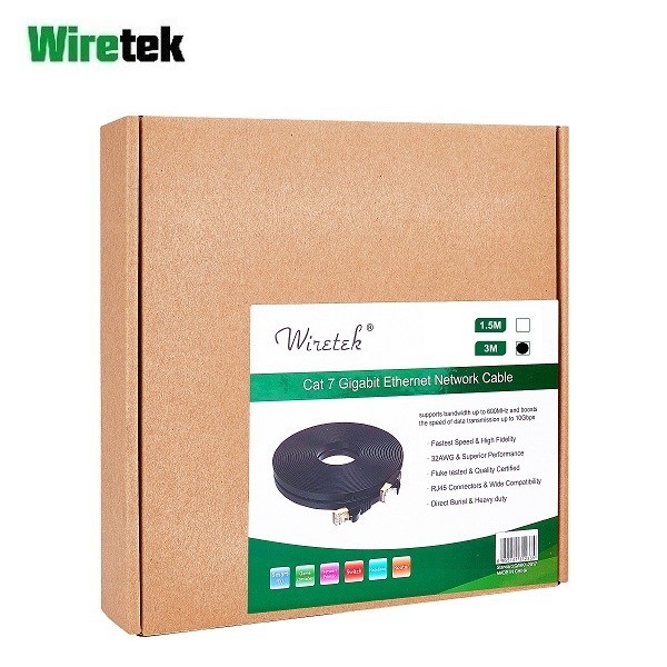 Wiretek Kabel LAN Cat 7 Gigabit Ethernet Network FLAT Cable 3 meter