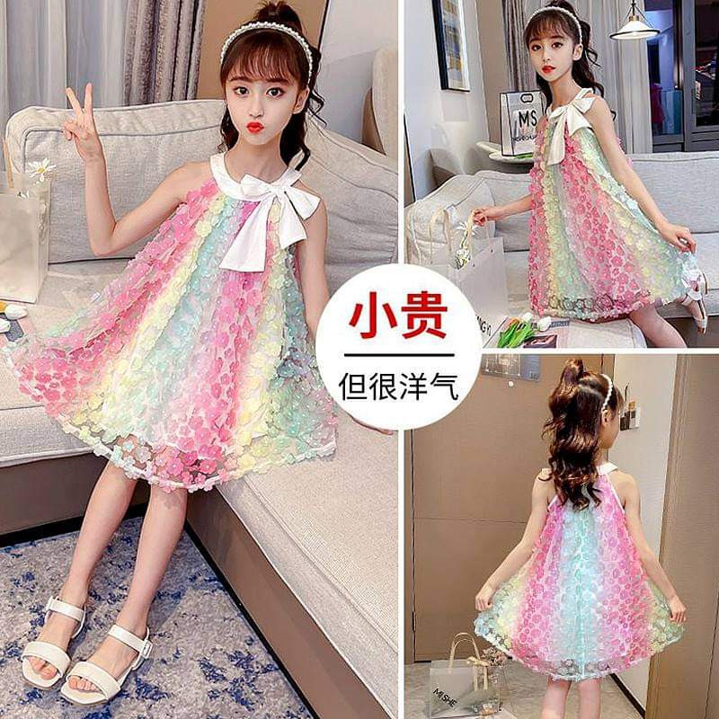 Dress Anak Perempuan Full Flower Rainbow