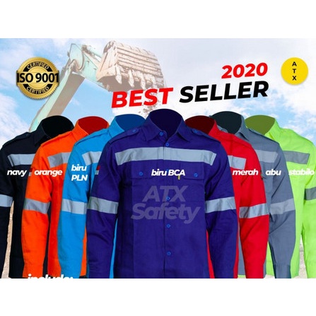 Seragam Kerja / Baju Celana Kerja / Kemeja Safety Okinawa Biru BCA - M