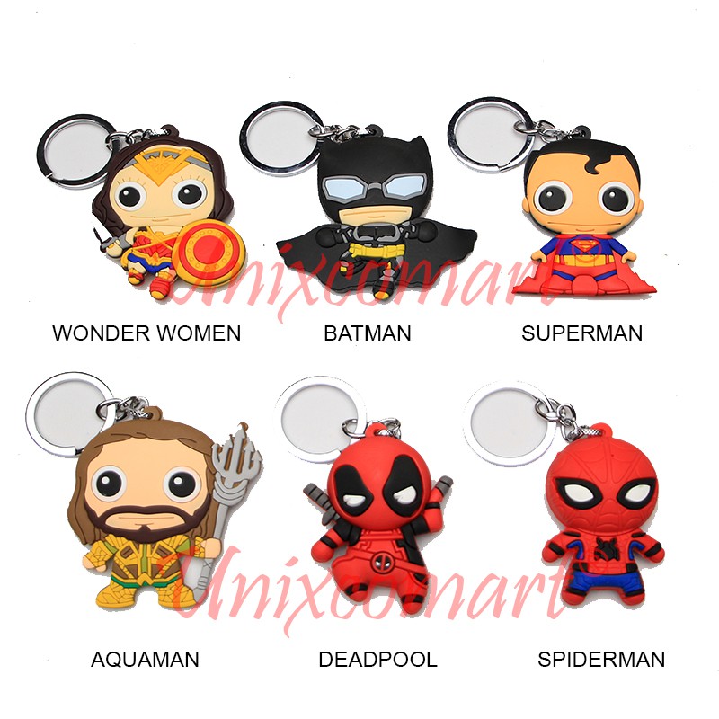 Anime Key Chain Figure Super Hero Gantungan Kunci Animasi Superhero Silicone