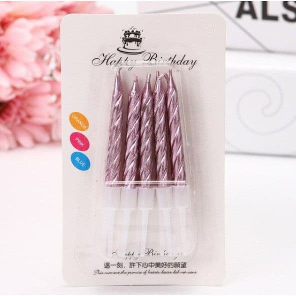 JT - Lilin Ulang Tahun Ulir / Spiral Pendek Metalik Isi 10 pcs Aneka Warna