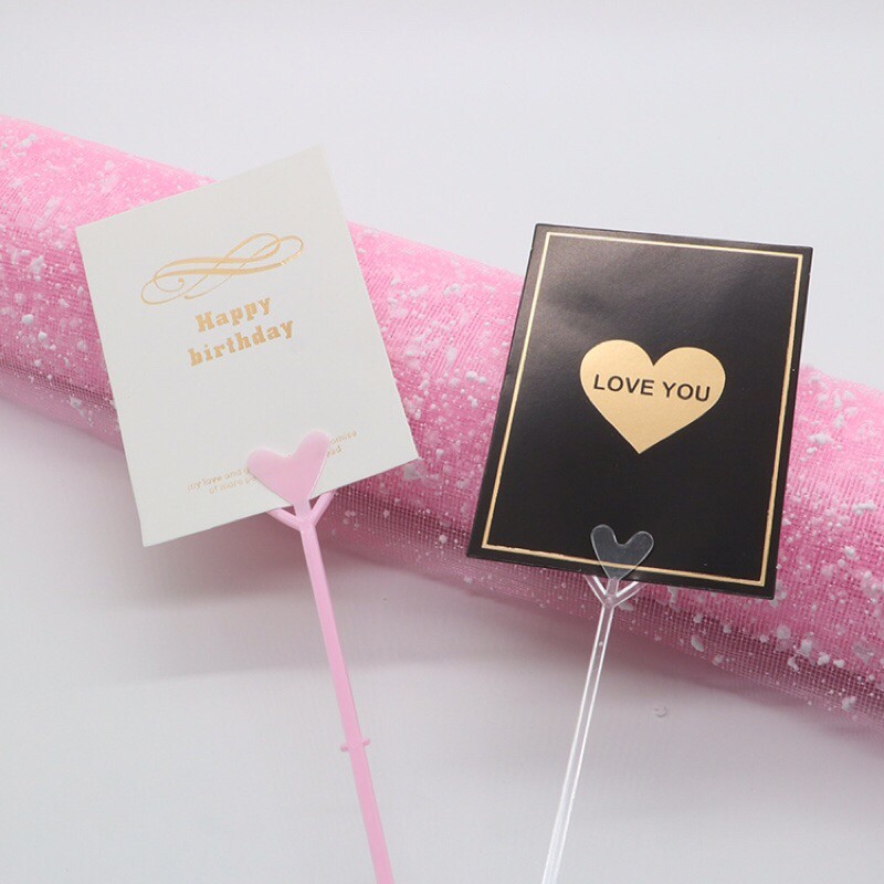 [MINIMAL 5PCS]STICK KARTU PLASTIK BENTUK LOVE TRANSPARAN ECER PER TANGKAI /PLASTIC STICK CARD HOLDER