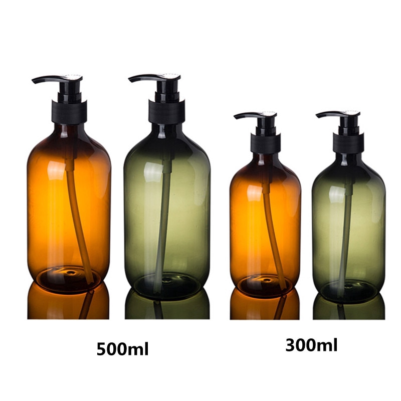 Botol Dispenser Sabun / Shampoo / Lotion dengan Bahan Gel Warna Amber Ukuran 300 / 500ml