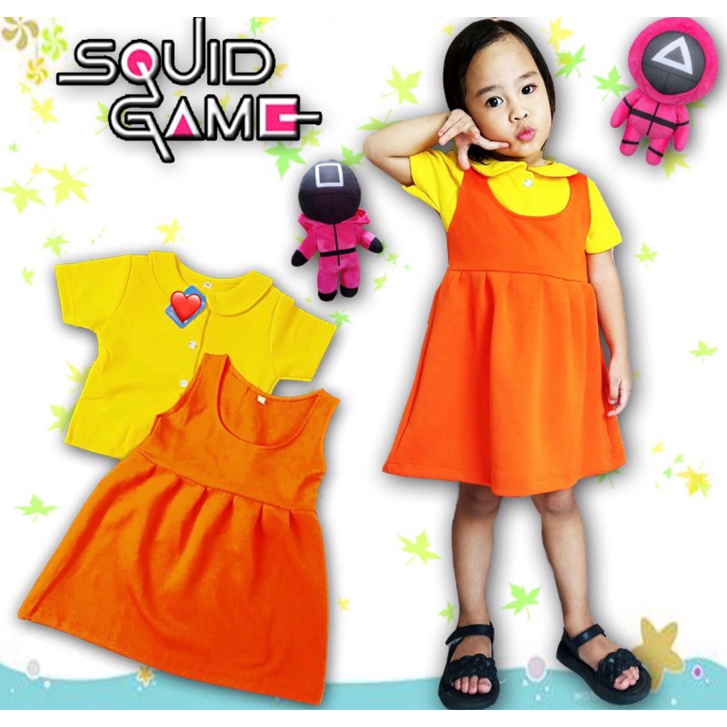 FILOBEE DRESS ANAK PEREMPUAN /Jumpsuit Anak Model Boneka Robot KDrama Squid Game BAHAN SCUBA PREMIUM