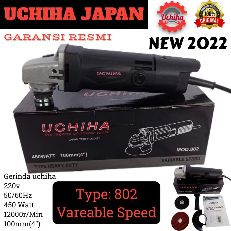 Mesin gerinda Uchiha 802 japan angle grinder serkel sirkel potong besi kayu keramik full set