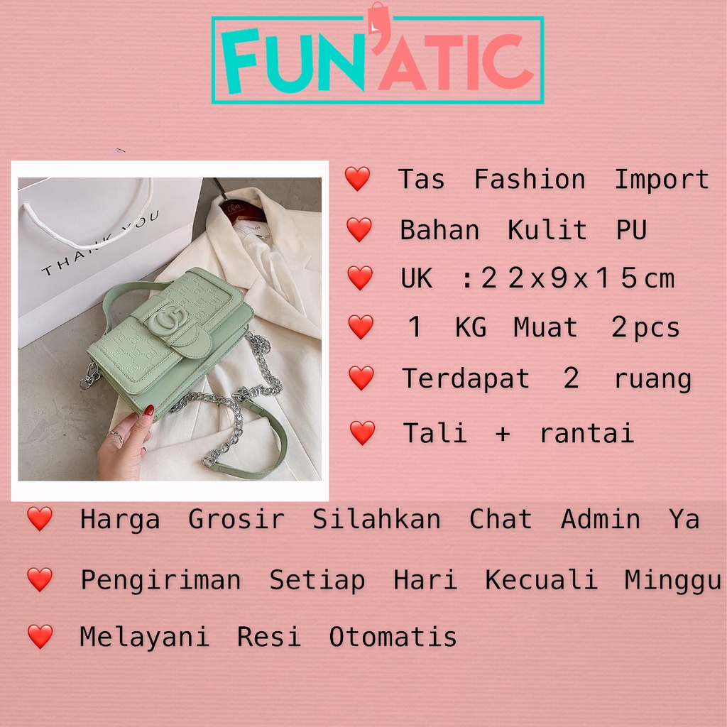 Funatic Tas Selempang Raintai Wanita Import Fashion Korea Uk 22 X 9 X 15 cm FA963