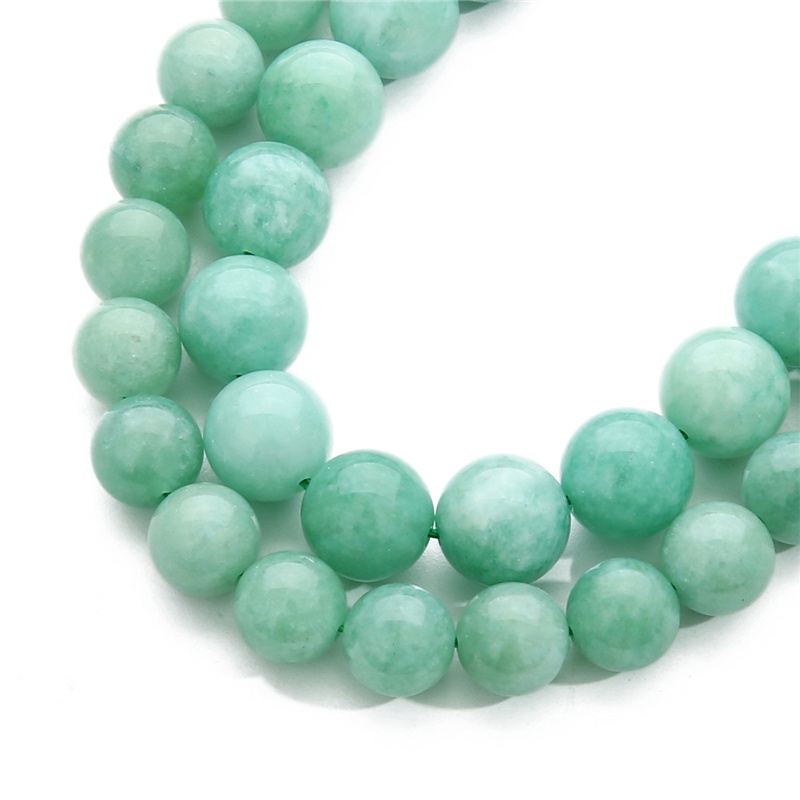 6 / 8 / 10 / 12mm Manik-Manik Batu Giok Imitasi Bentuk Bulat Untuk Membuat Perhiasan Kalung Gelang