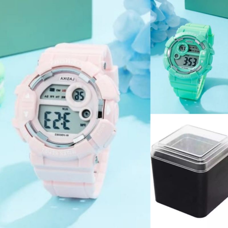 FREE BOX JAM TANGAN WANITA K SPORT ORIGINAL TAHAN AIR 50m BISA BUAT RENANG JAM TANGAN CEWEK DIGITAL TERBARU, JAM TANGAN KARET RUBBER WANITA DIGITAL SPORTY