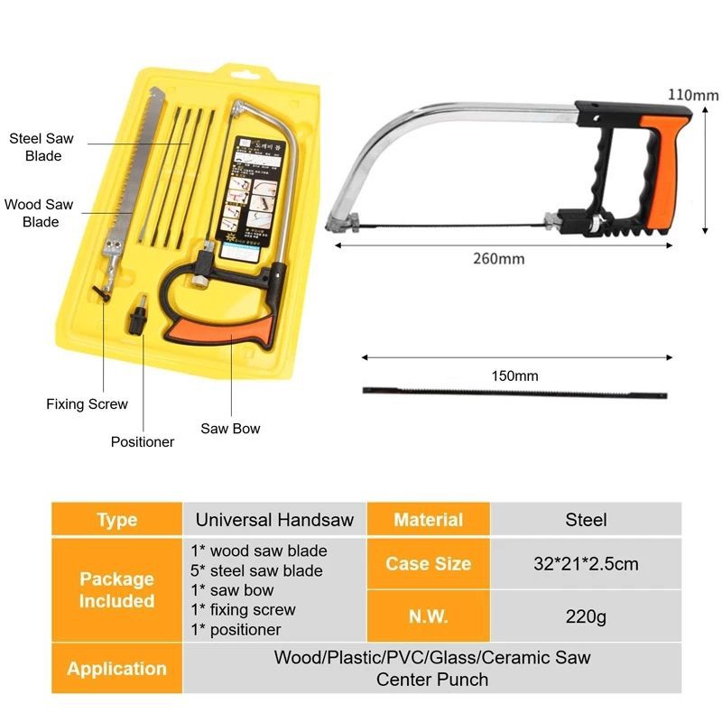 Gergaji Multifungsi Set 3 Way Blade Magic Saw Gergaji Kayu, Besi &amp; Pipa