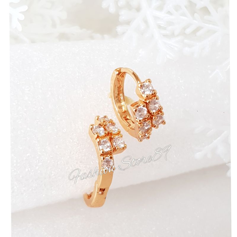 Anting klip permata Fashion Anting Fashion Xuping bestquality lapis emas 18K import