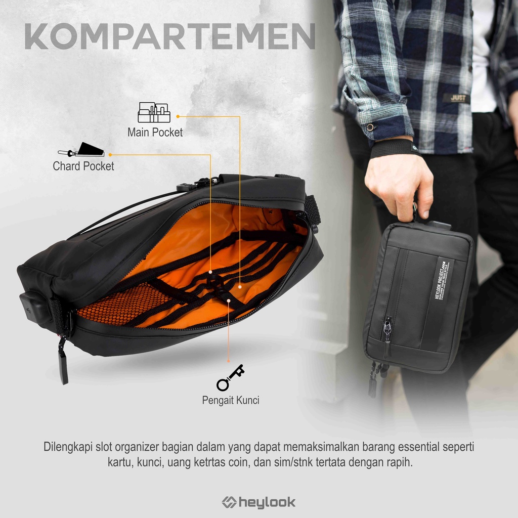 Tas Tangan Pria Waterproof Dompet Tangan Original Cluth High Class Bisa Selempang Tas Multifungsi 2 In 1 Sling Pouch Anti Air Premium