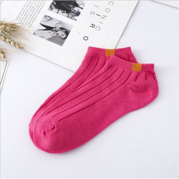AS Kaos Kaki Polos 2 Warna Garis Pendek Semata Kaki Kaos Kaki Polos Fashion Ankle Cute Import-PINK TUA