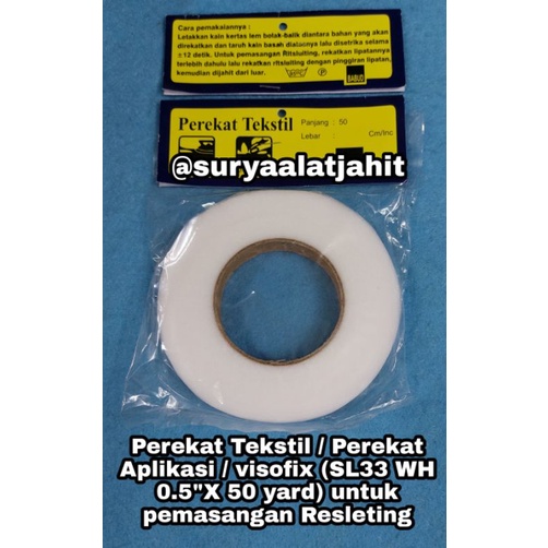 Perekat Visofix SL33 WH 0.5&quot;X50Y pasang Resleting =rp.7.000/pcs