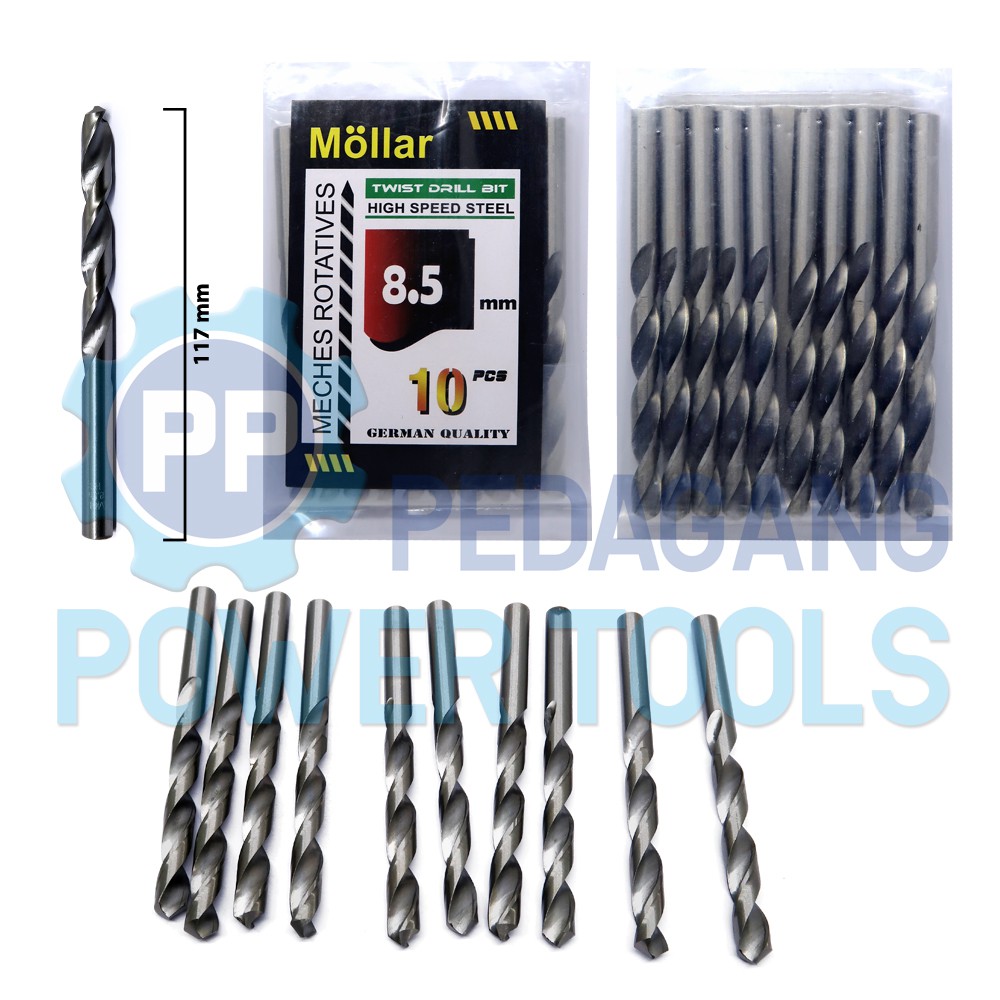 MOLLAR 1 SET 10 PCS MATA BOR BESI 8.5 MM MATABOR KAYU HSS DRILL BITS