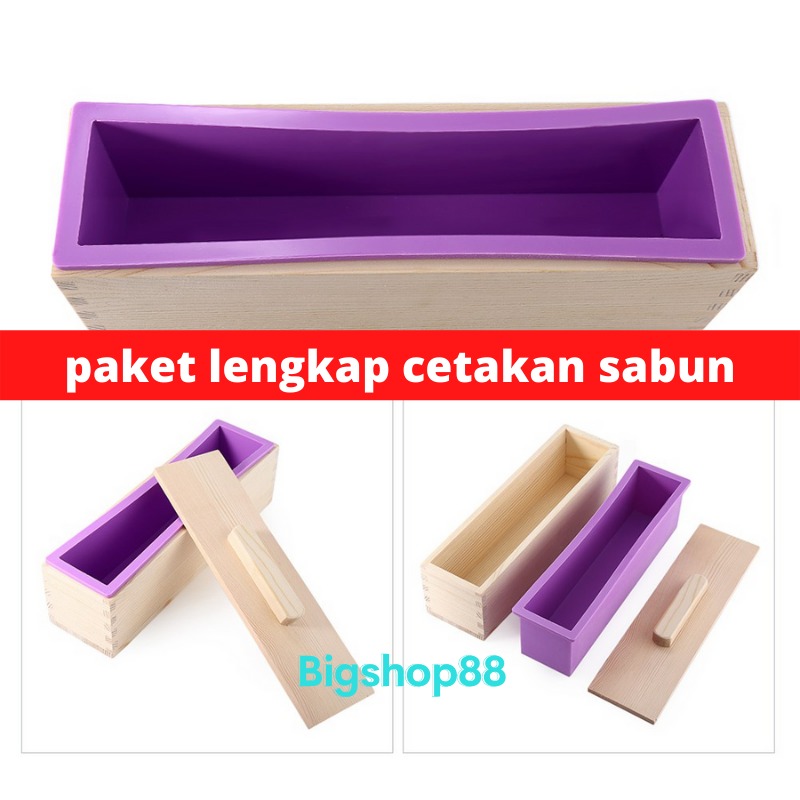 COD...kotak Cetakan sabun kotak sabun lilin silikon dengan box kayu 1200gr soap mold