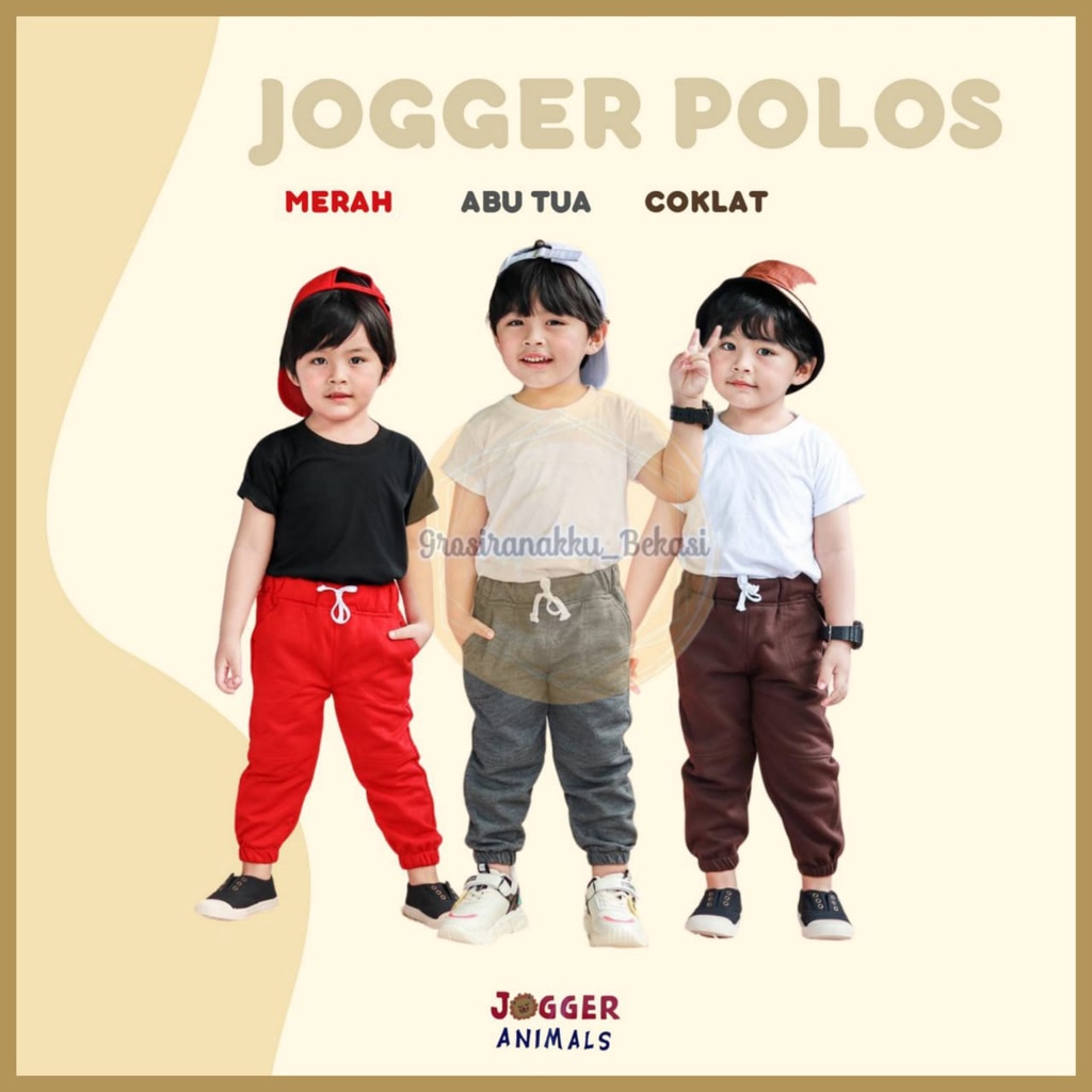 Celana Jogger Anak Polos Mix Warna Size 2-5 Tahun