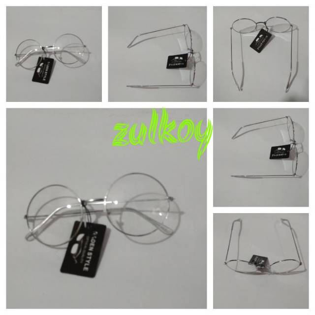 Kacamata nissa sabyan wanita perempuan cewek cantik batang besi bulat putih