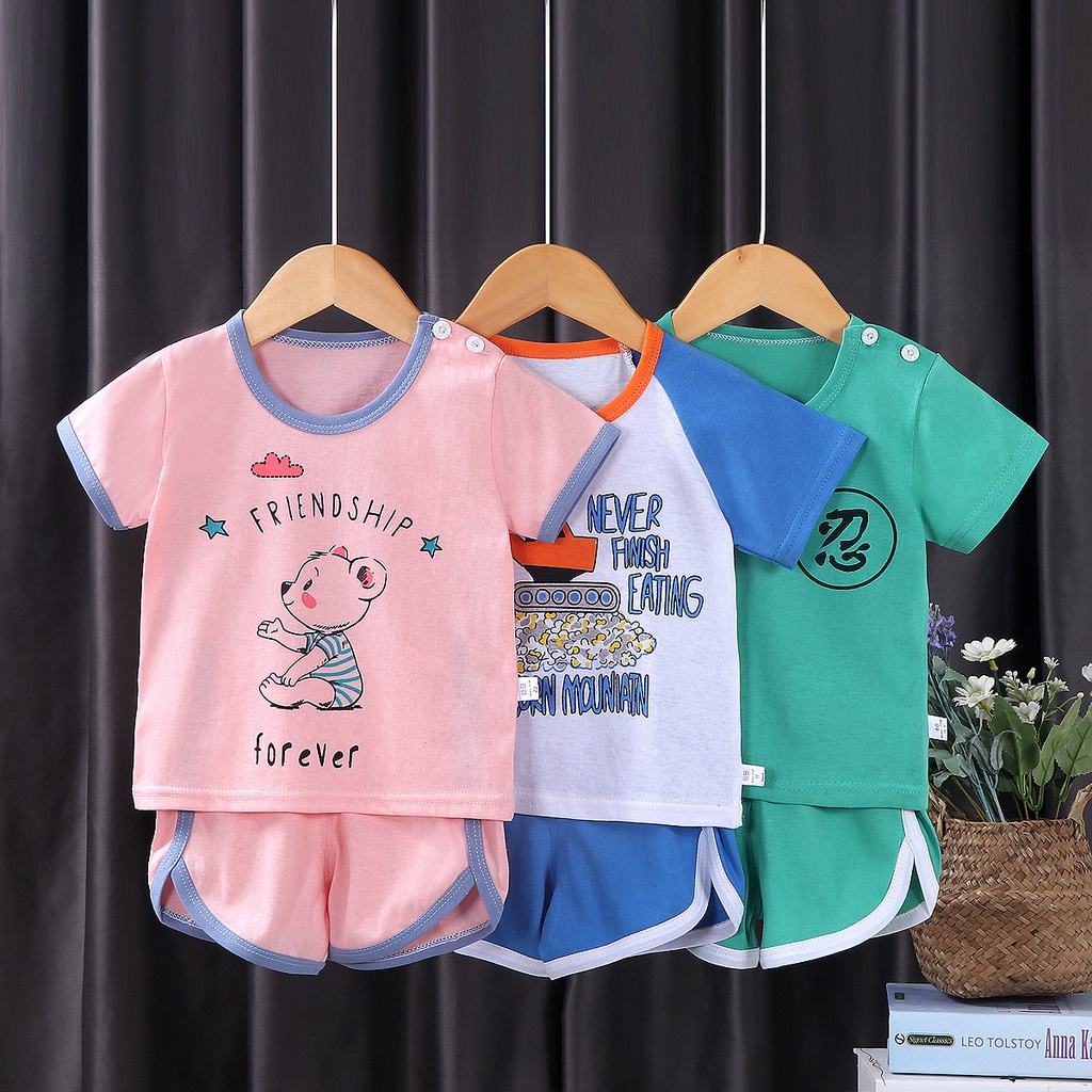 BABYSTORE01 -  BBD SETELAN ANAK 0-3 TAHUN SETELAN BAYI PIYAMA BAYI BAJU PENDEK DAN CELANA PENDEK