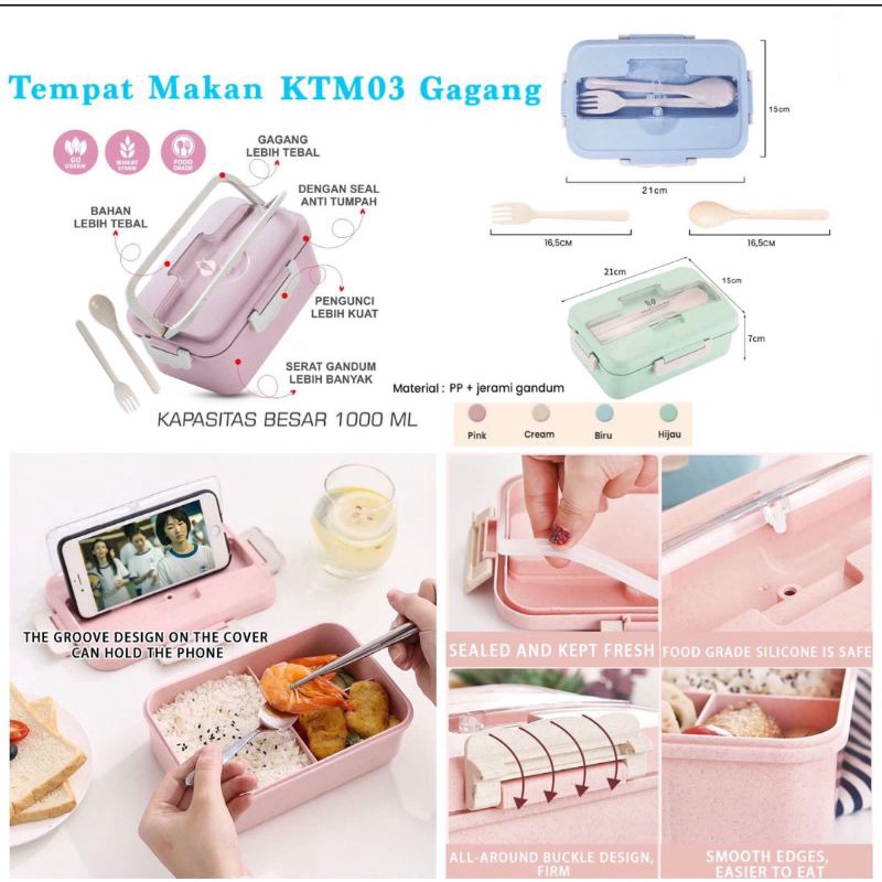 TEMPAT BEKAL MAKANAN 1000ml 4 in 1 JERAMI GANDUM  KTM 03