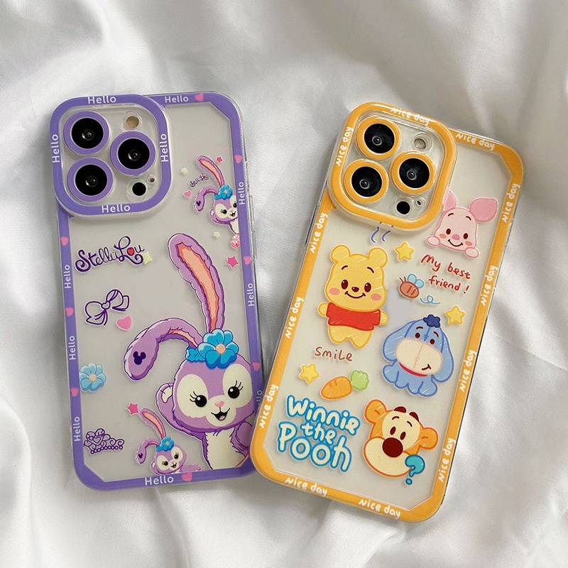 Soft Case TPU Transparan Motif Beruang Cover Iphone 14 13 Pro Max 12 11 XS XR X 8 7 6 Plus Mini SE
