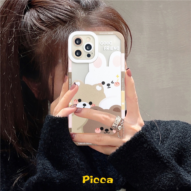 Soft Case TPU Motif Kartun Kelinci Beruang Nfc Untuk Xiaomi Redmi Note 10 11 8 9 10S 10 11S 9S Pro Max Plus Mi Poco M3 M4 Poco X3 Pro 9A 10 10 9T 9C Cover Penutup Mesin Cuci