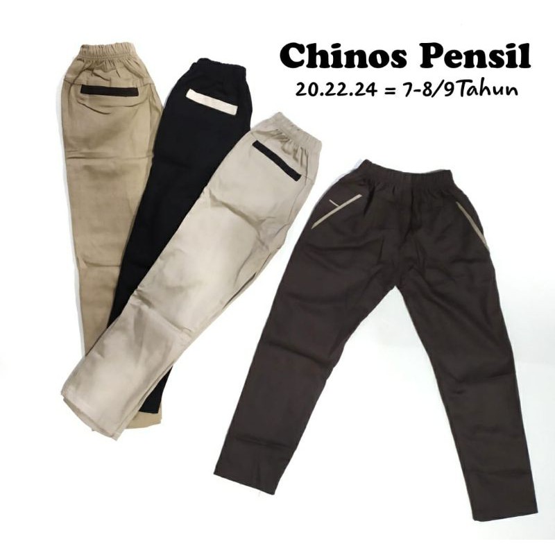 Usia 7-8/9 Tahun  Celana Anak Laki Panjang Chinos Chino Bahan Nyaman Dipakai sikecil Size 20 22 24