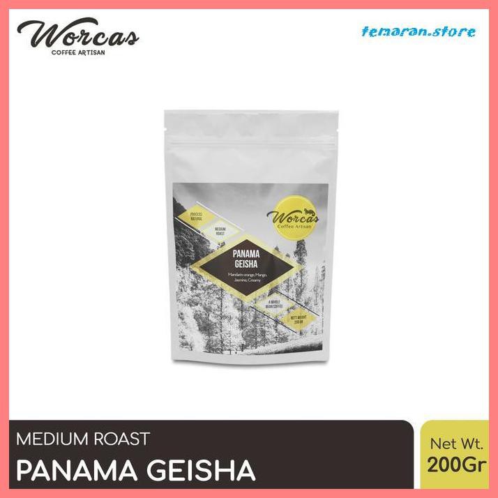

Kopi- WORCAS Arabica Panama Geisha "Natural" 200gr - Medium Roasted Coffee - KOPI BIJI -Biji-Kopi.