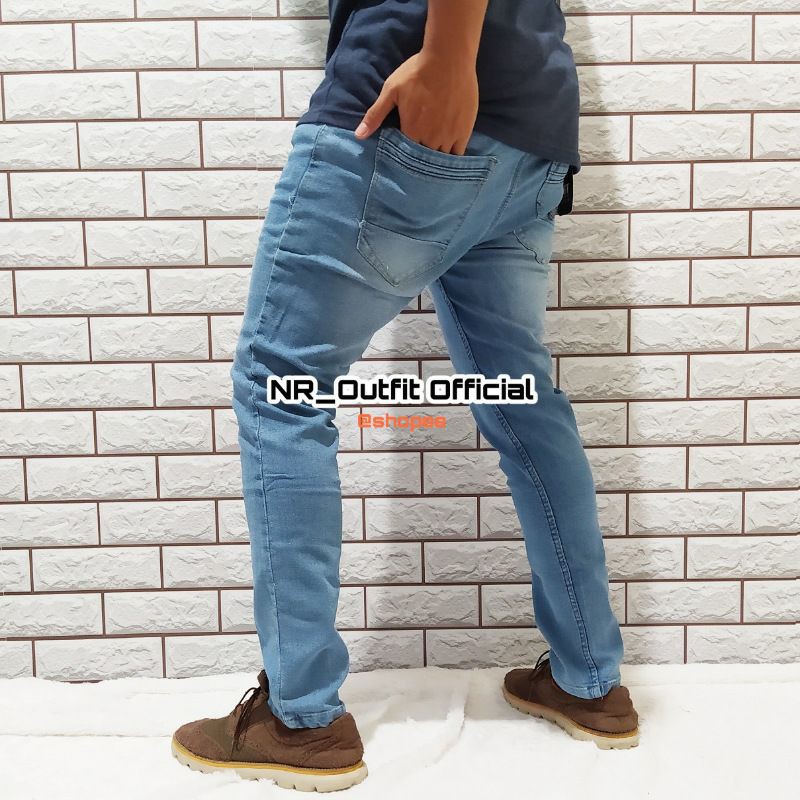 Celana Panjang Pria Jeans Ice Blue Cowok Skinny Slim Fit Biru Muda Size 27-38 NR_Outfit Official COD