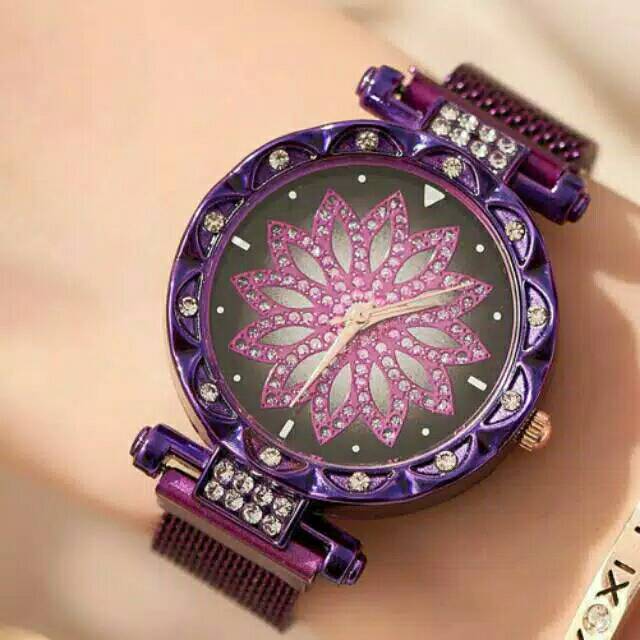 (Cod√)Jam Tangan Wanita Bunga Strap Magnet (Dikirim Jakarta)