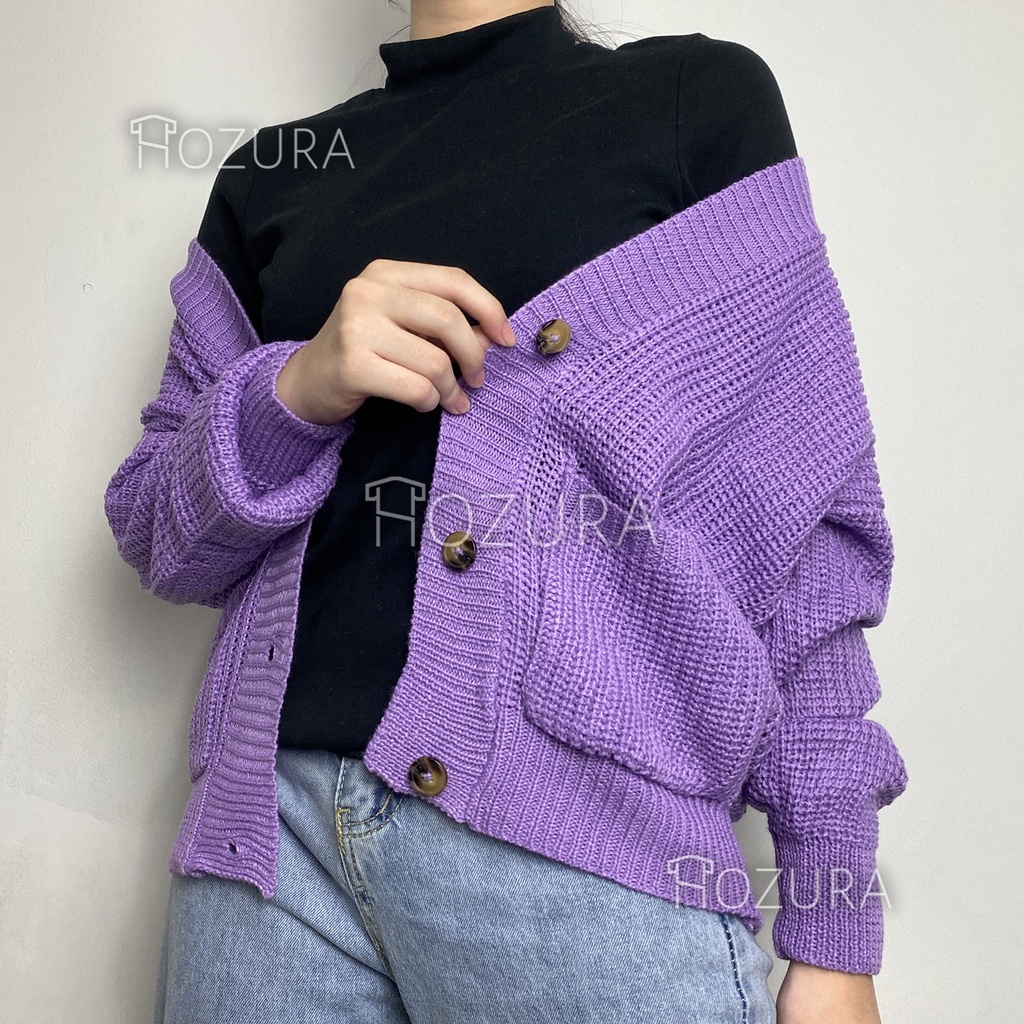 Hozura - Cardigan Sweater Rajut Wanita Selly - Kancing Wanita Kardigan Basic Outwear PREMIUM