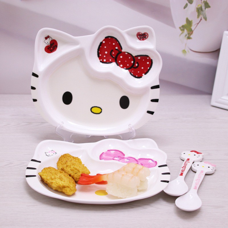 Baby Children Set Piring Gelas Sendok Garpu Peralatan Makan Set Anak Aman Bahan Alami Lucu 4 PCS