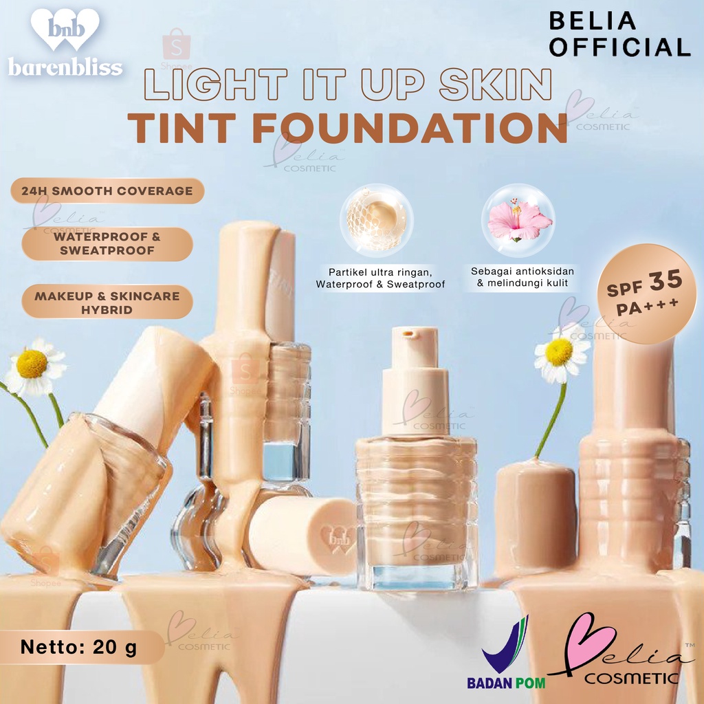 ❤ BELIA ❤ BNB barenbliss Korean Bloomatte Light It Up Skin Tint Foundation 20g | Weightless & High Coverage | BPOM