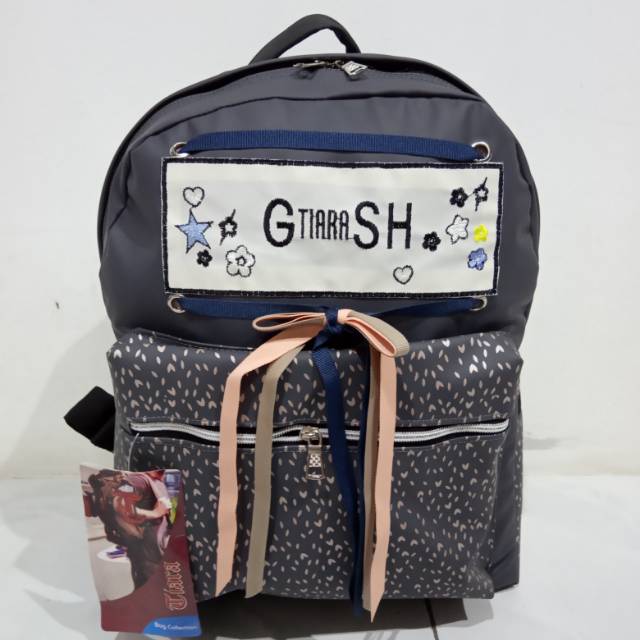 Tas Ransel Punggung Anak Perempuan G Tiara SH Abu Tua Rapi Trendy Model simple Elegan Murah Original