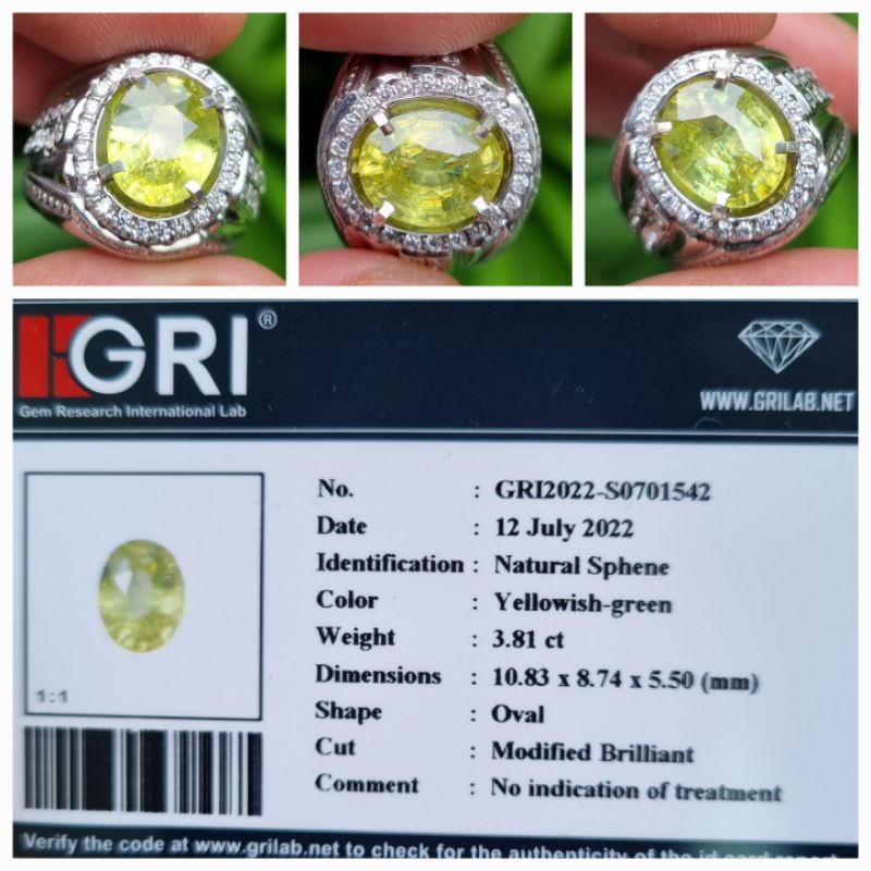 Natural Rainbow Sphene Top Luster Memo 3.81 crt
