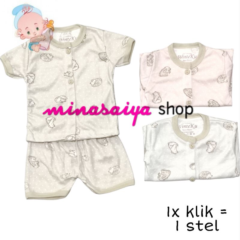 WINTEKU Setelan Bayi SNI Lengan Pendek Kancing Depan Motif SNI Uk. NB - L