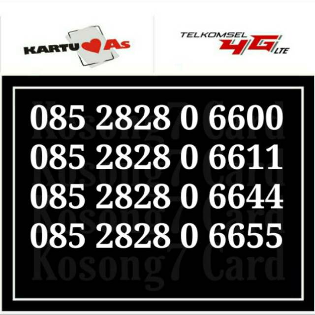 Kartu As 4G ABAB AABB Nomor Cantik Telkomsel
